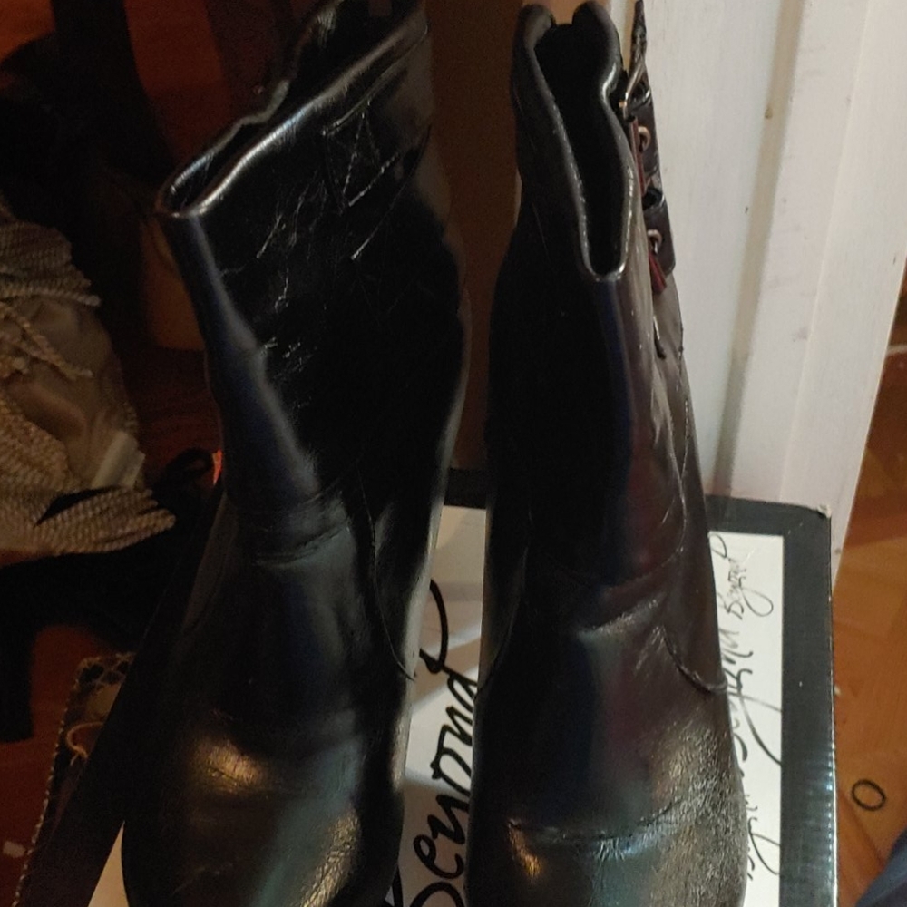 Black leather heels